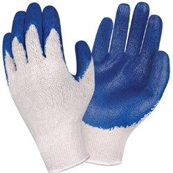 Economy Natural Cotton Glove w/ Blue Latex Coating