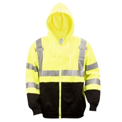 Yellow Two Tone Zip Up Hooded Sweatshirt