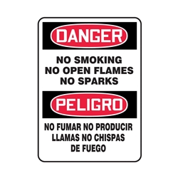 No Smoking No Open Flames No Sparks Sign Bilingual