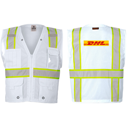 White Hi-Viz Multi-pocket Mesh Vest