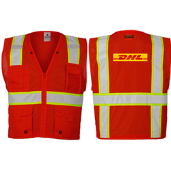 Red Hi-Viz Multi-pocket Mesh Vest