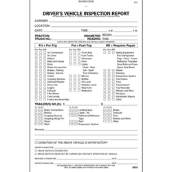 Detailed Driver's Vehicle Inspection Report With Pre-/Post-Trip, 2-Ply, Carbonless - Stock